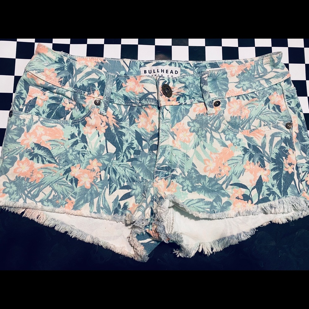 Bullhead Hawaiian Floral Themed Jean Shorts